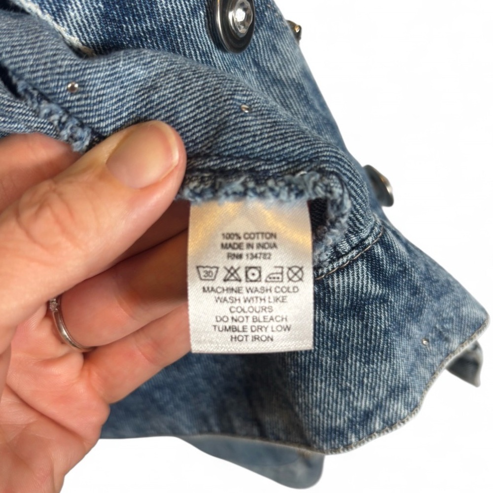 Indulge in Blue Rhinestone Studded Denim Jacket 3X - Picture 4 of 6
